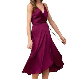 NWT Anthropologie YUMI KIM Women's Burgundy City lights Dress M